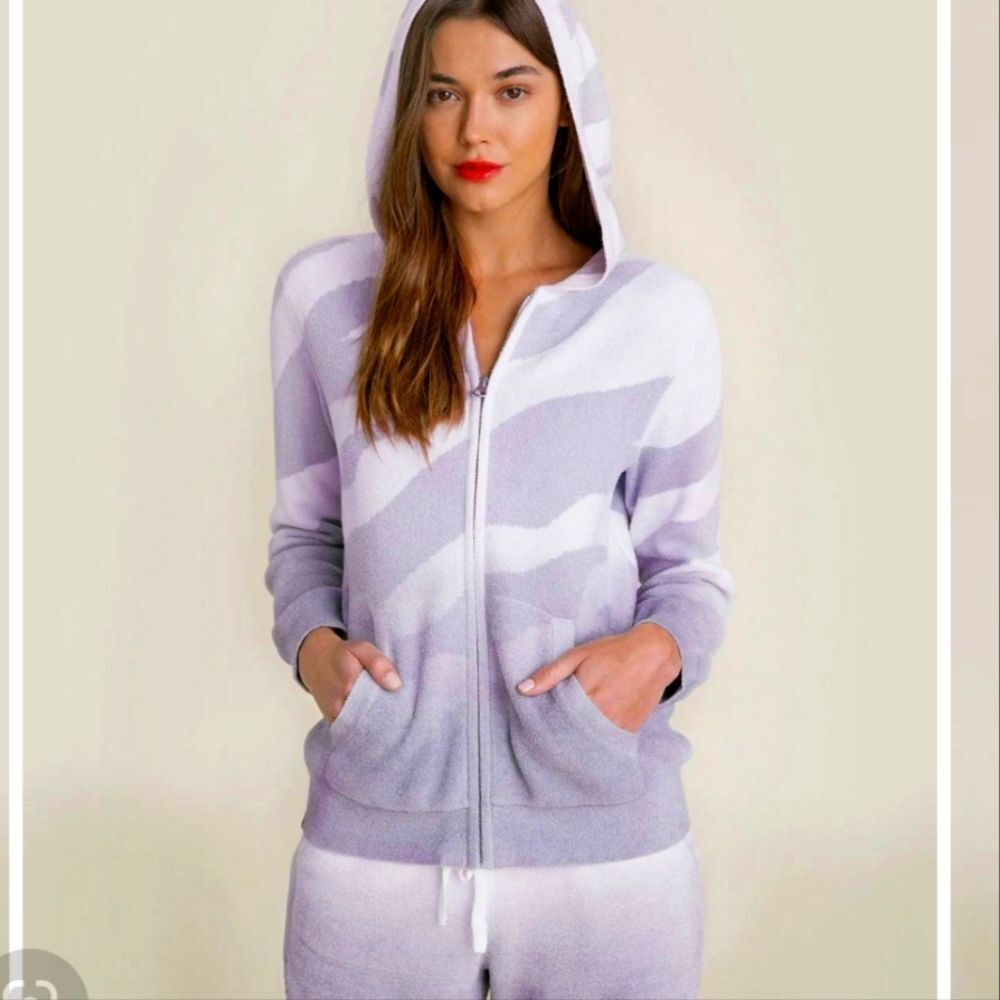 Barefoot Dreams‎ Cozy Chic Ultra Lite Ocean Reef Zip Up Hoodie-Soft Violet
